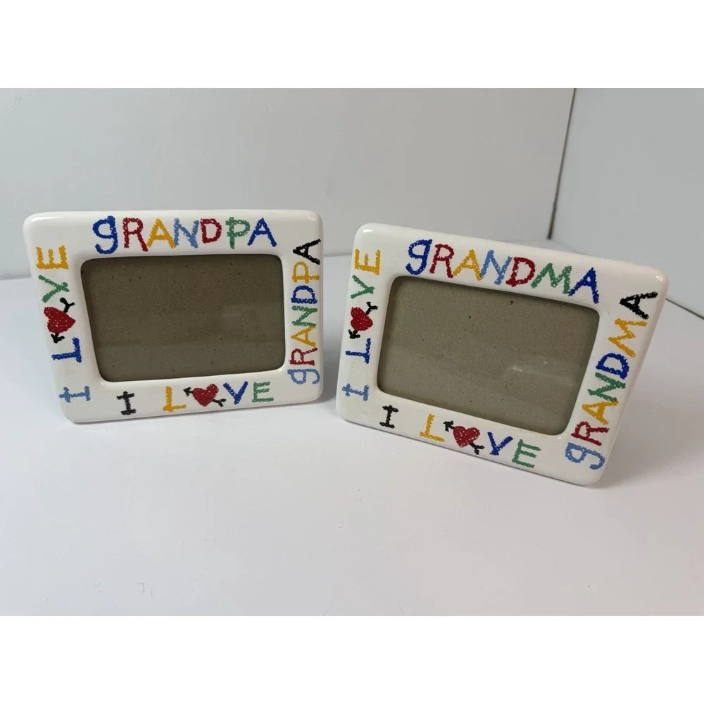 1988 I Love My Grandma & Grandpa Colorful Picture Frame Photo Vintage‎ Set